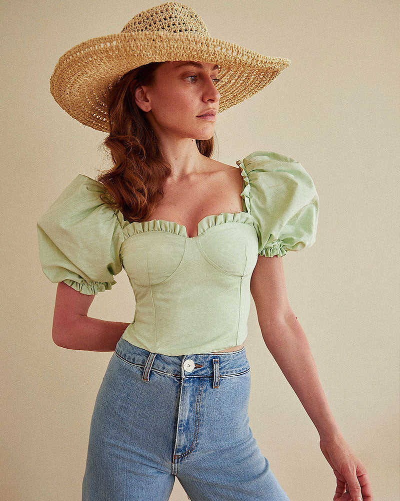 BALLOON SLEEVE CORSET TOP
