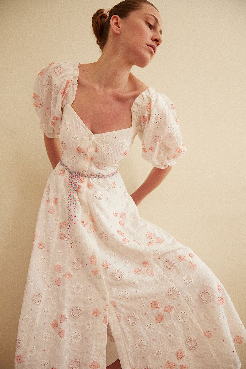 HAND BEADED ORGANIC COTTON DRESS