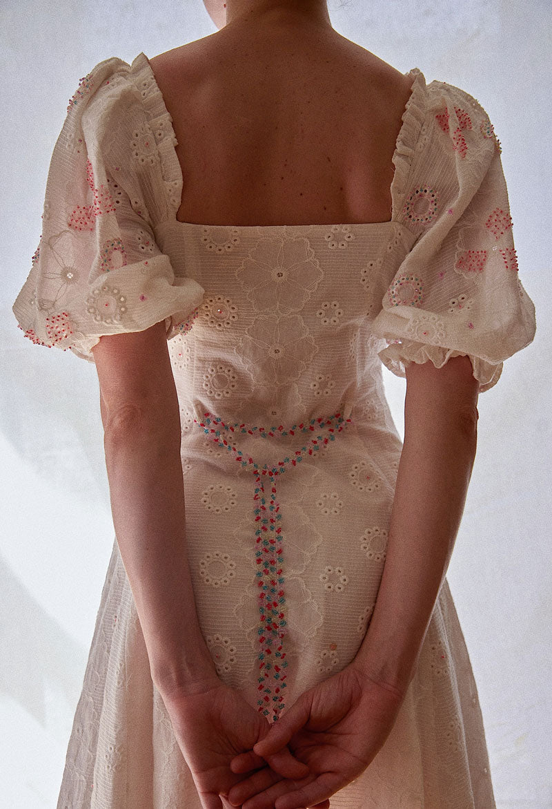 HAND BEADED ORGANIC COTTON DRESS