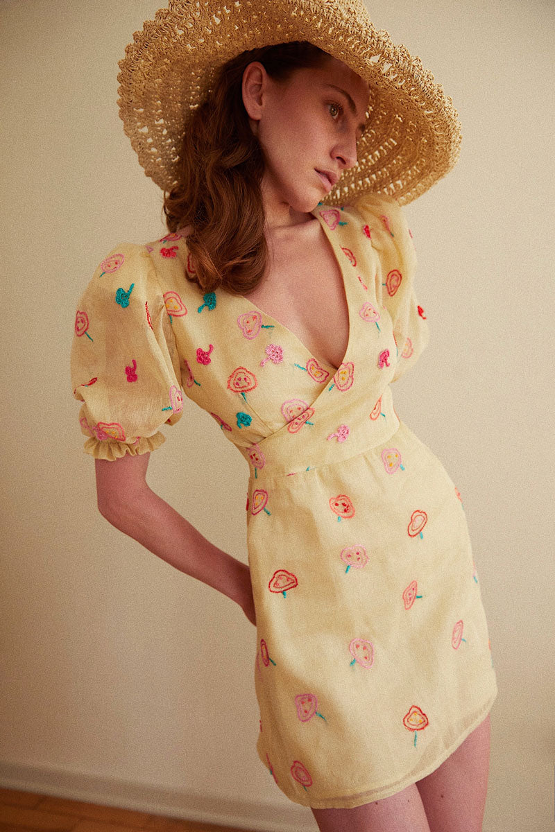 POPPY PRINTED SILK SATIN DRESS