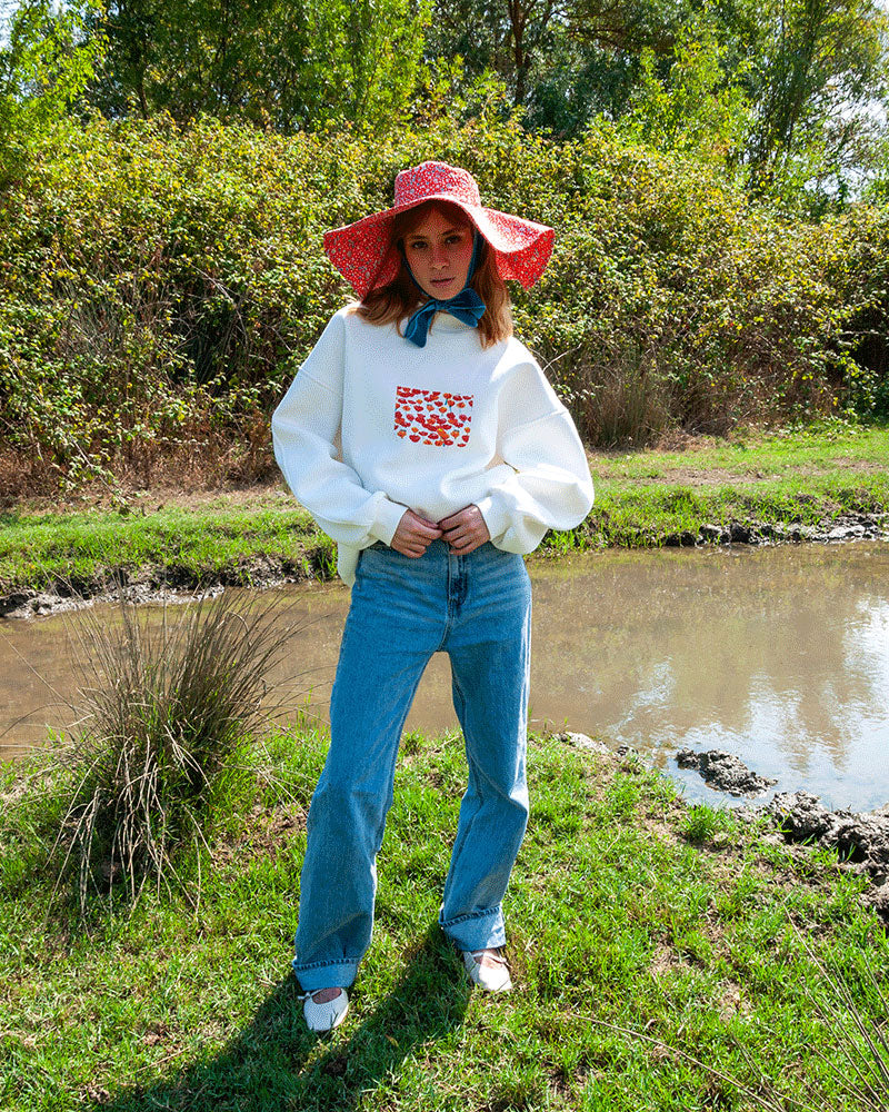 İMZA DESENLİ SWEATSHIRT - ÇIKARILABİLİR YAKA DETAYLI