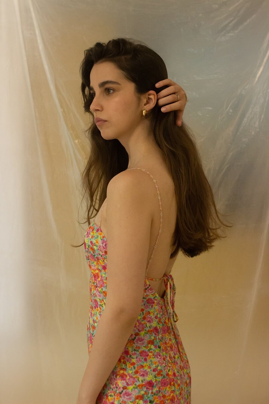 HAND BEADED DETAILED FLORAL DRESS