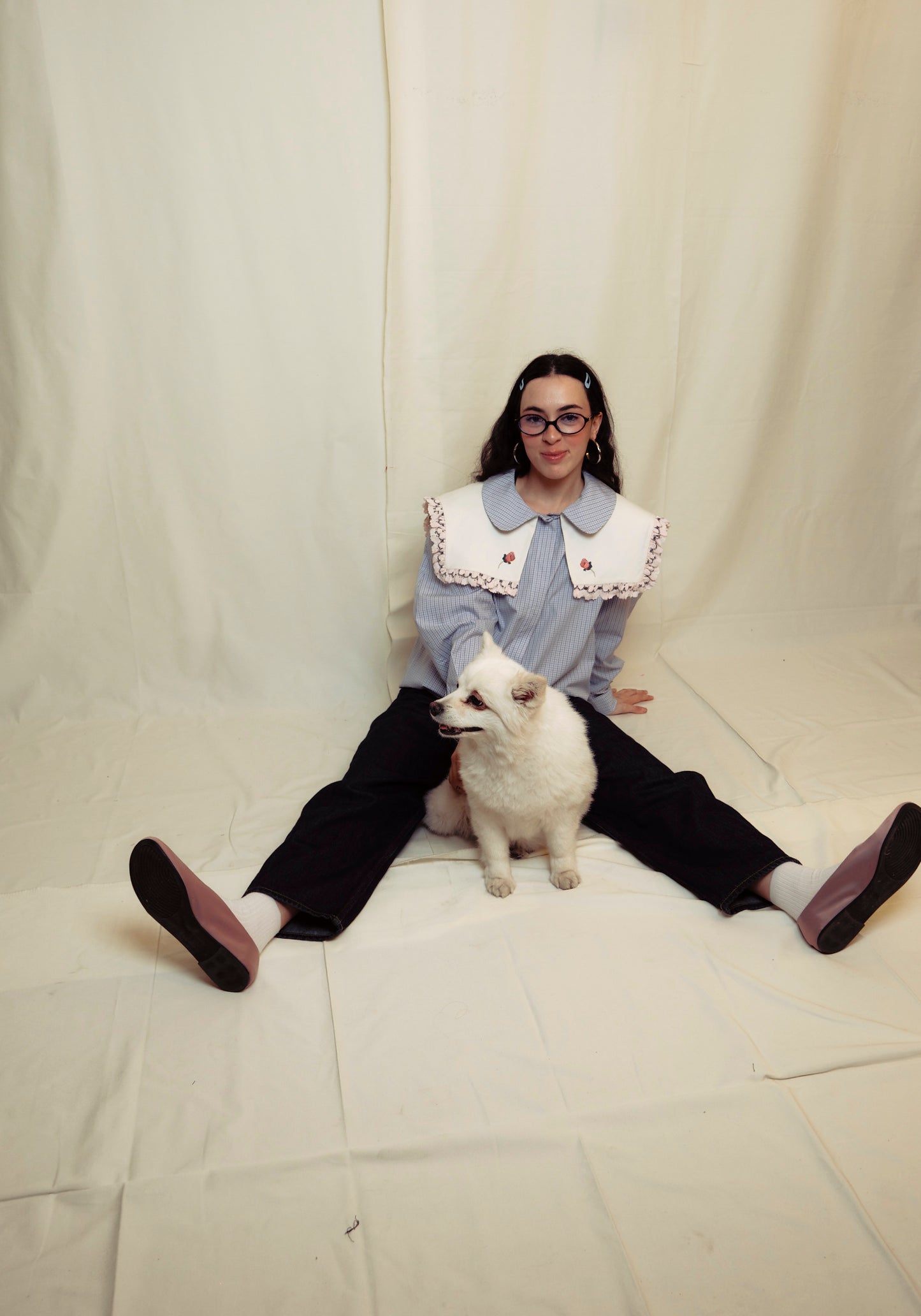 DENİZCİ YAKA GELİNCİK NAKIŞLI GÖMLEK