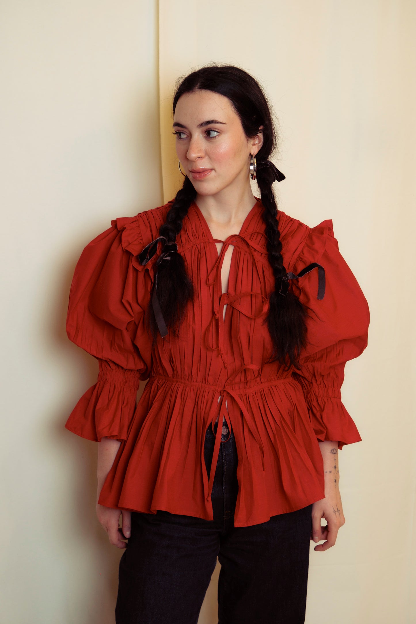 BURUŞUK EFEKTLİ POPLİN GÖMLEK